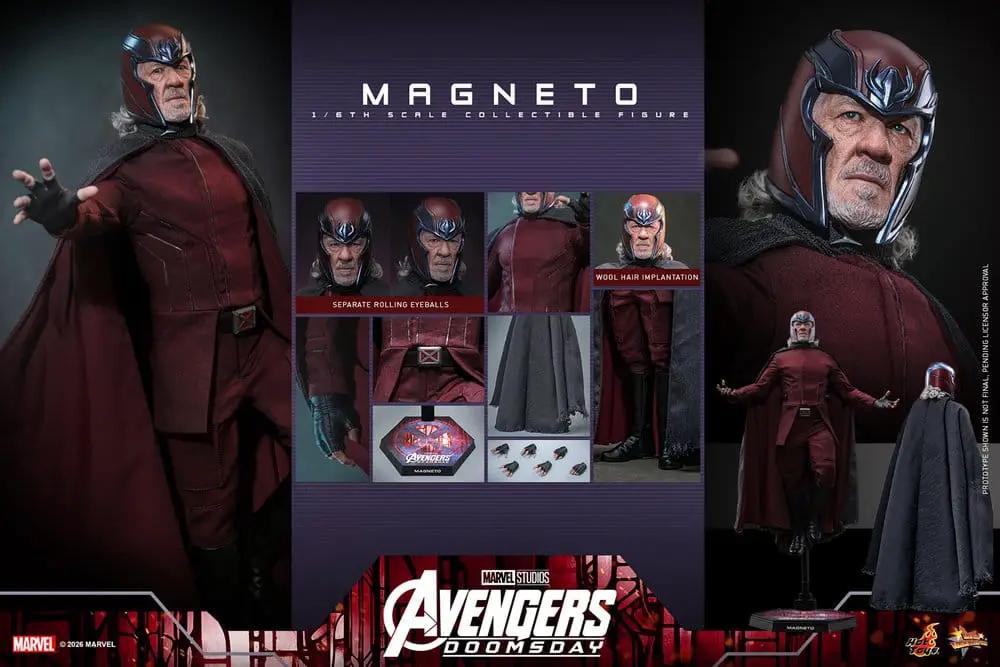 Figura de acción Magneto 1/6 de HOT TOYS, Avengers: Doomsday, 30 cm con capa roja