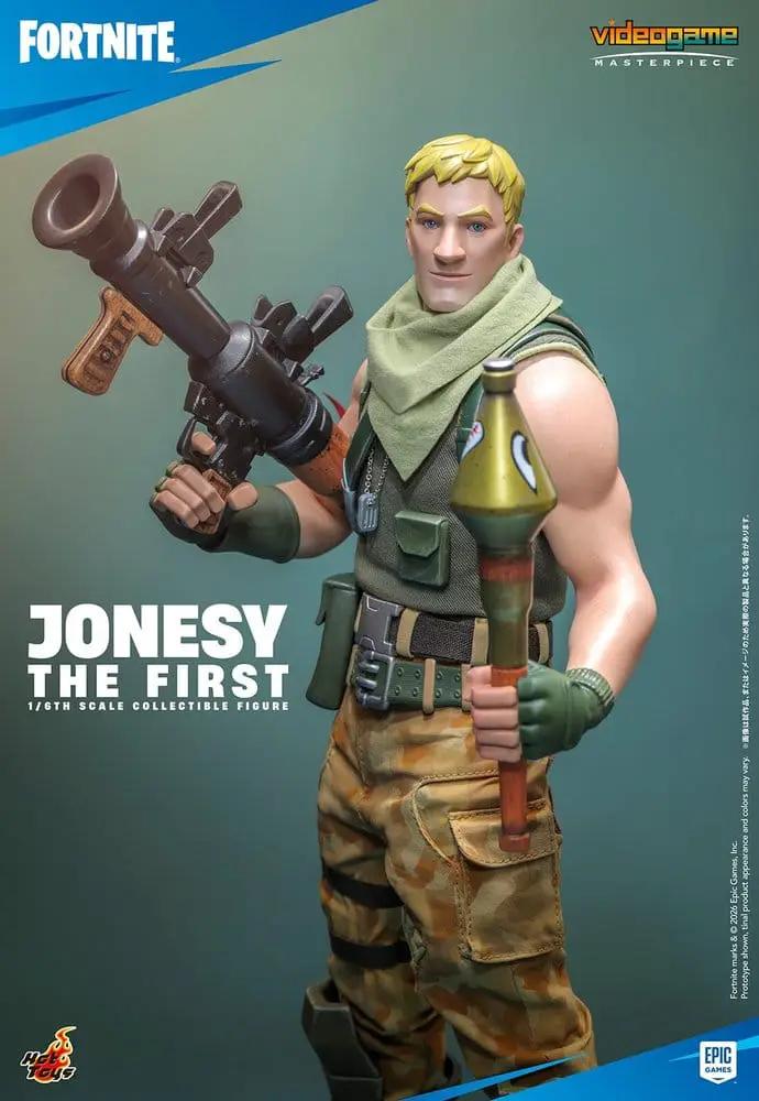 Figura de acción HOT TOYS Jonesy The First 1/6, Fortnite, 32 cm, con uniforme de camuflaje y rifle.