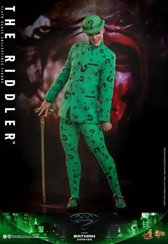 Figura de acción HOT TOYS Riddler 1/6 de Batman Forever, 31 cm, traje verde con signos de interrogación