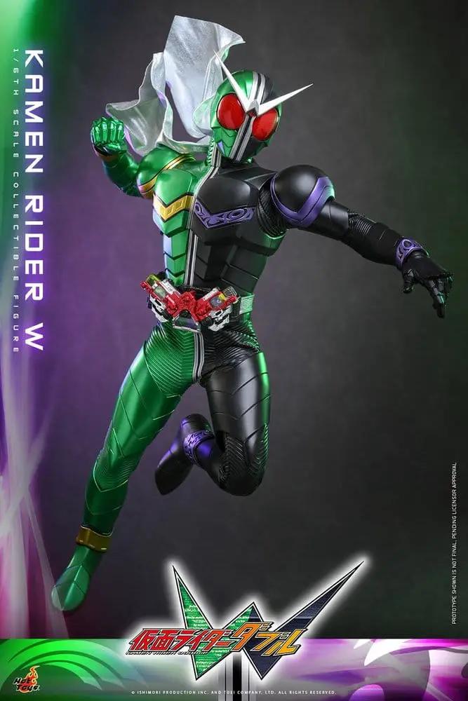 Figura HOT TOYS Kamen Rider W 1/6, 31 cm, verde y negro con cinturón detallado