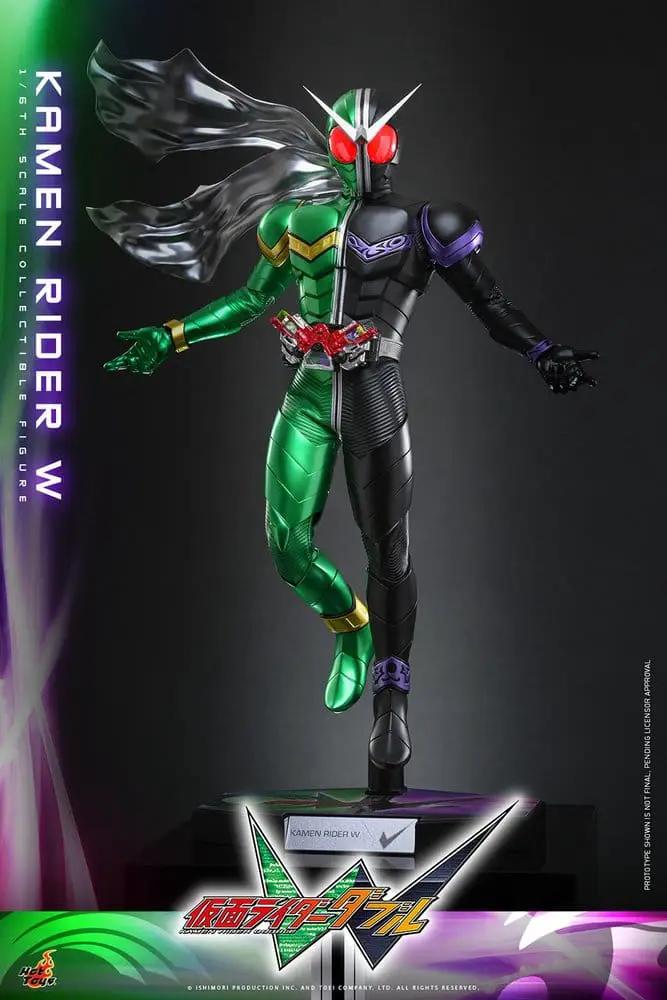 Figura de acción Kamen Rider W 1/6 de HOT TOYS, 31 cm, traje verde y negro con capa.