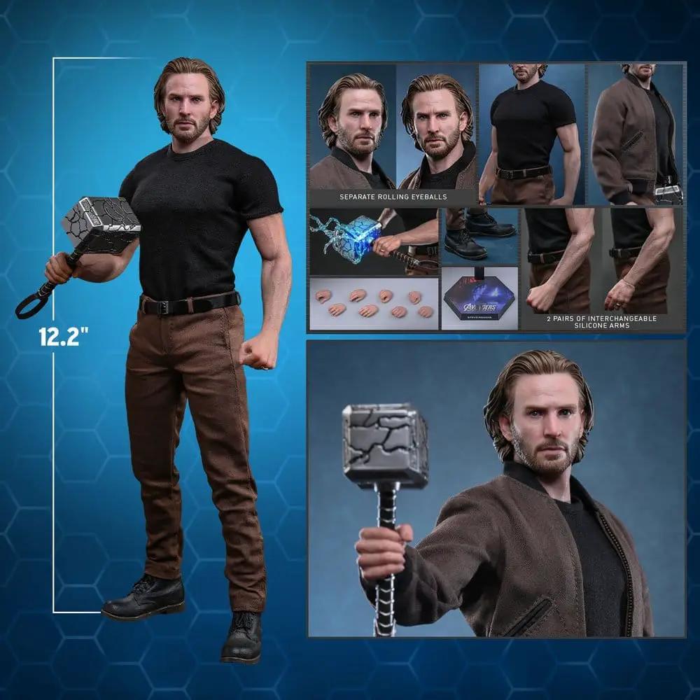 Steve Rogers 1/6 action figure by HOT TOYS, Doomsday Marvel Avengers, 31 cm, with Mjolnir and interchangeable hands