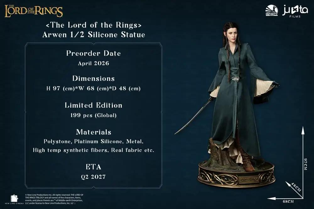 Estatua de silicona Arwen 1/2 escala por Infinity Studio, El Señor de los Anillos, 97 cm de alto en base decorativa