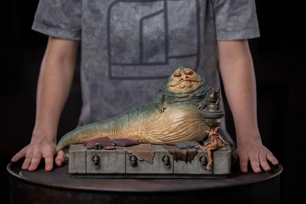 Jabba the Hutt 1/10 Deluxe Art Scale statue, 23 cm tall, by Iron Studios, Star Wars figure on a detailed stone base