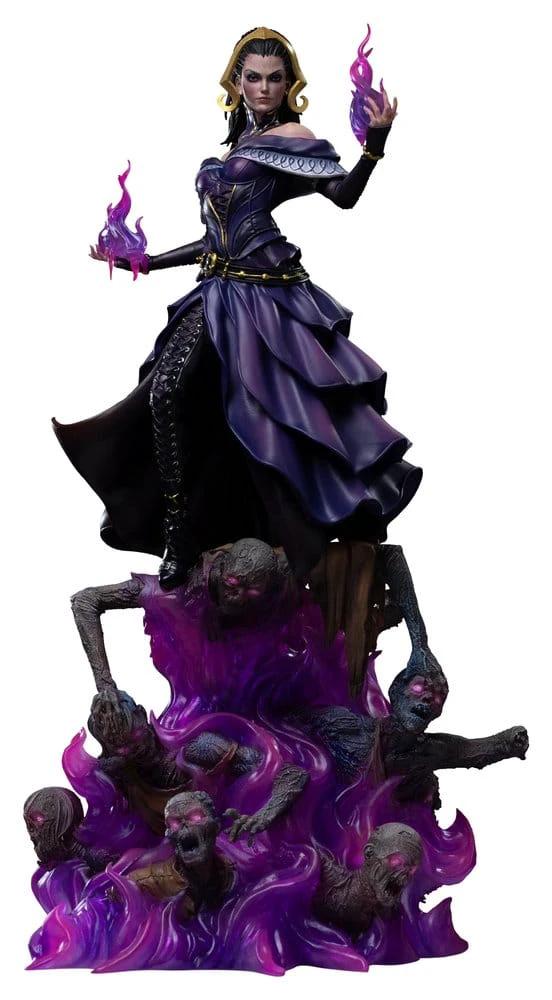 Liliana Vess 1/10 Deluxe Art Scale statue by Iron Studios, 31 cm, purple gown with purple flame effects atop undead minions base