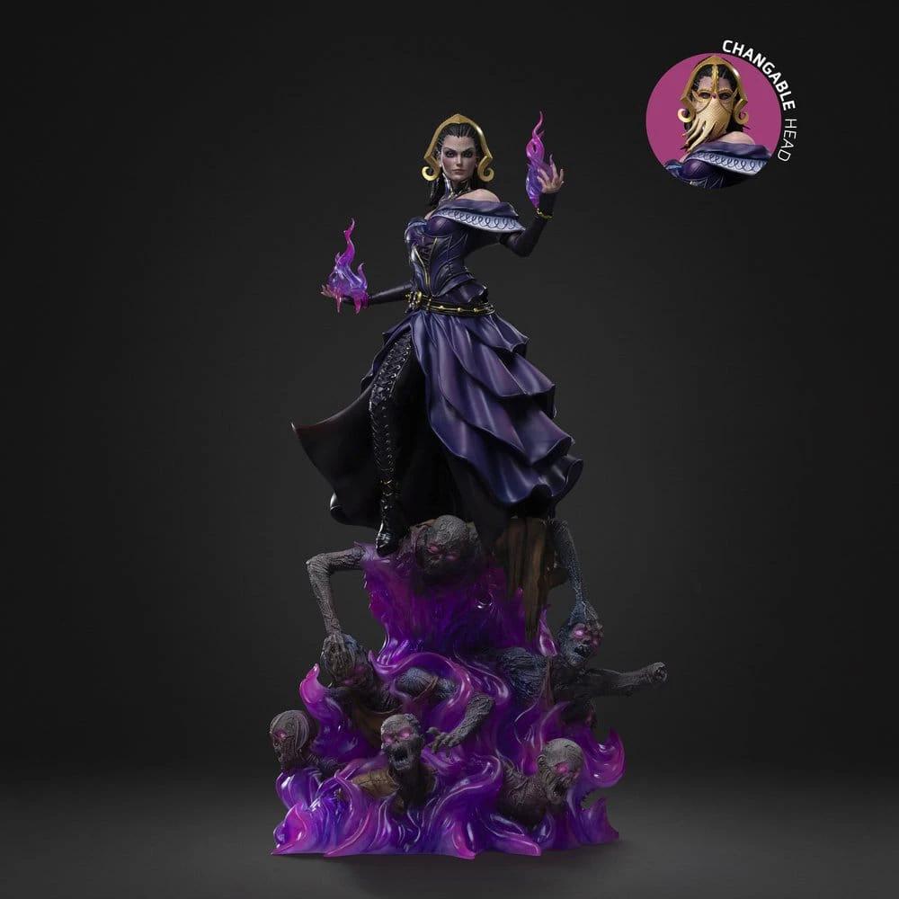 IRON STUDIOS Liliana Vess statue, 1/10 Deluxe Art Scale, purple gown with purple flame effects on a skull base