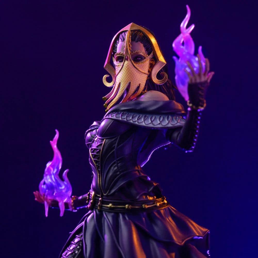 Liliana Vess MTG statue, 1/10 deluxe art scale by Iron Studios, 31 cm, purple flame effects.