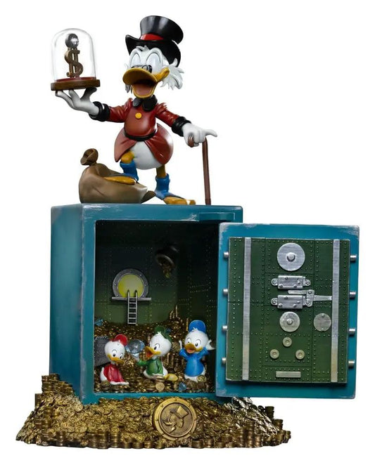 Iron Studios Duck Tales Estatua 1/10 Art Scale Uncle Scrooge McDuck and Nephews statue, 30 cm, treasure vault coins.