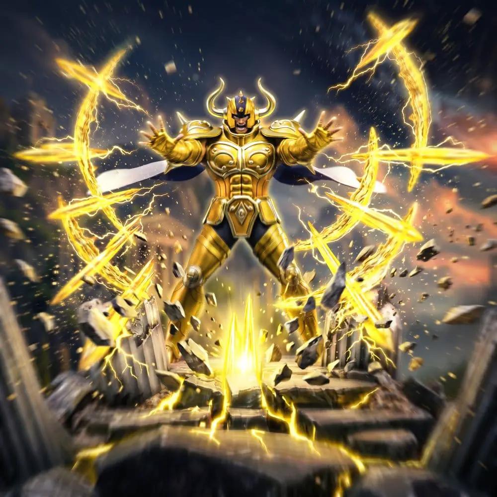 Saint Seiya Aldebaran 1/10 Art Scale statue by Iron Studios in gold armor with energy rings