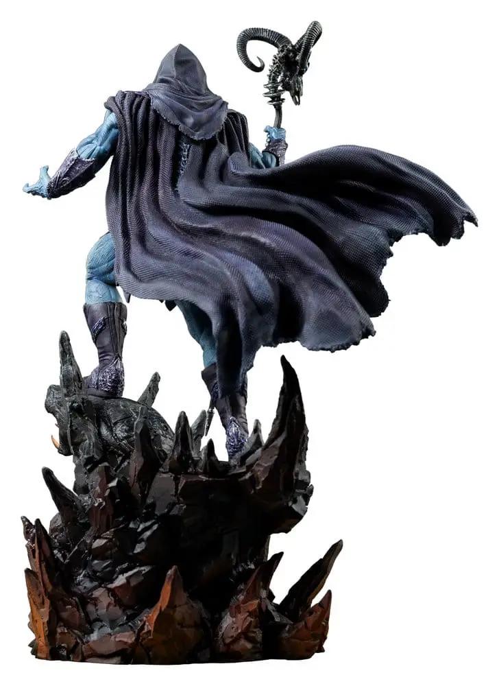 Masters of the Universe Skeletor statue, 1/10 scale, 29 cm, blue figure with dark cape, standing on jagged rocky base.