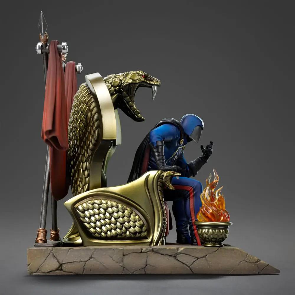 IRON STUDIOS Cobra Commander 1/10 Art Scale statue, blue armored figure beside a gold serpent throne with flames on a rocky base