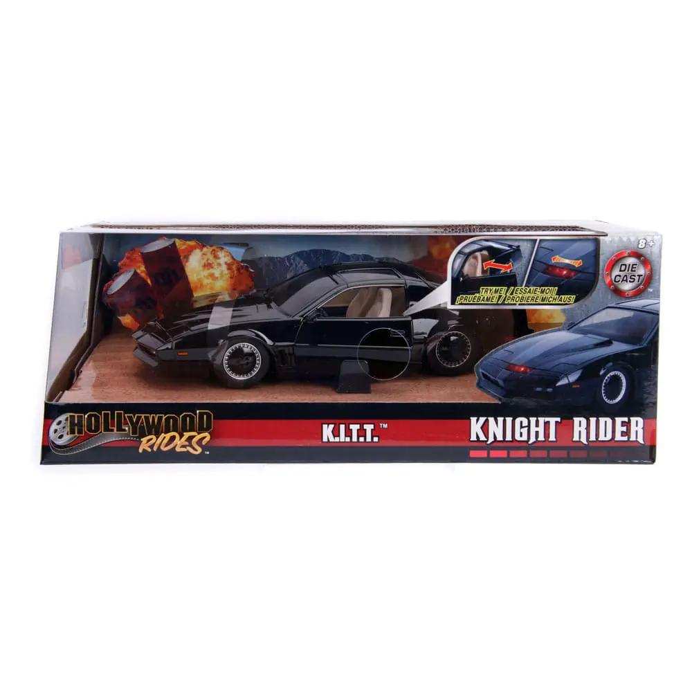 Die-cast 1:24 Knight Rider K.I.T.T. Pontiac Firebird toy car by Jada Toys in black, boxed.