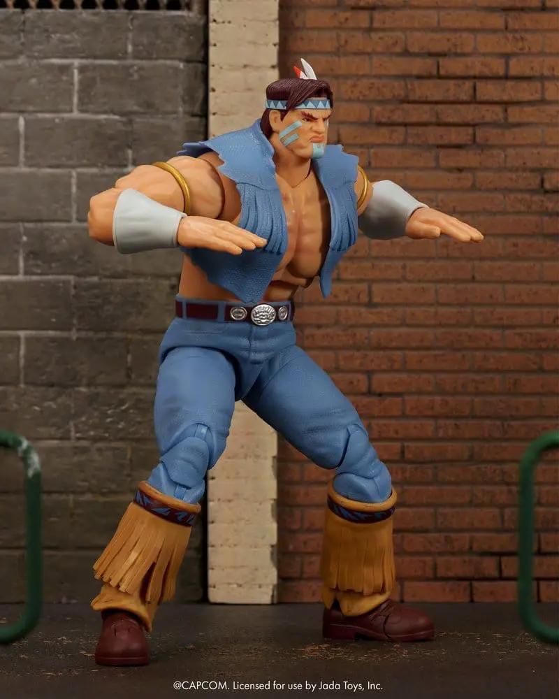 Hawk action figure by Jada Toys, Street Fighter II, 1/12 scale, blue vest and brown boots