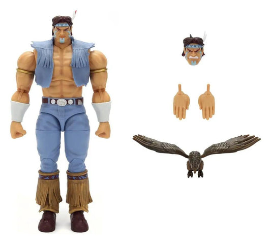 Figura de acción Hawk 1/12 de Street Fighter II, Jada Toys; 20 cm, vestuario azul, cabeza y manos extra, halcón