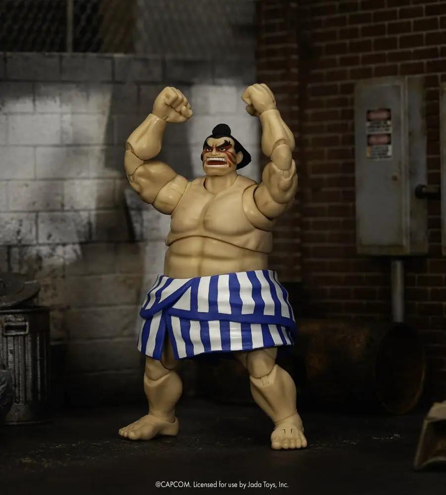 Figura de acción E. Honda 1/12 de Ultra Street Fighter II: The Final Challengers, 16 cm, Jada Toys, con taparrabos azul y blanco