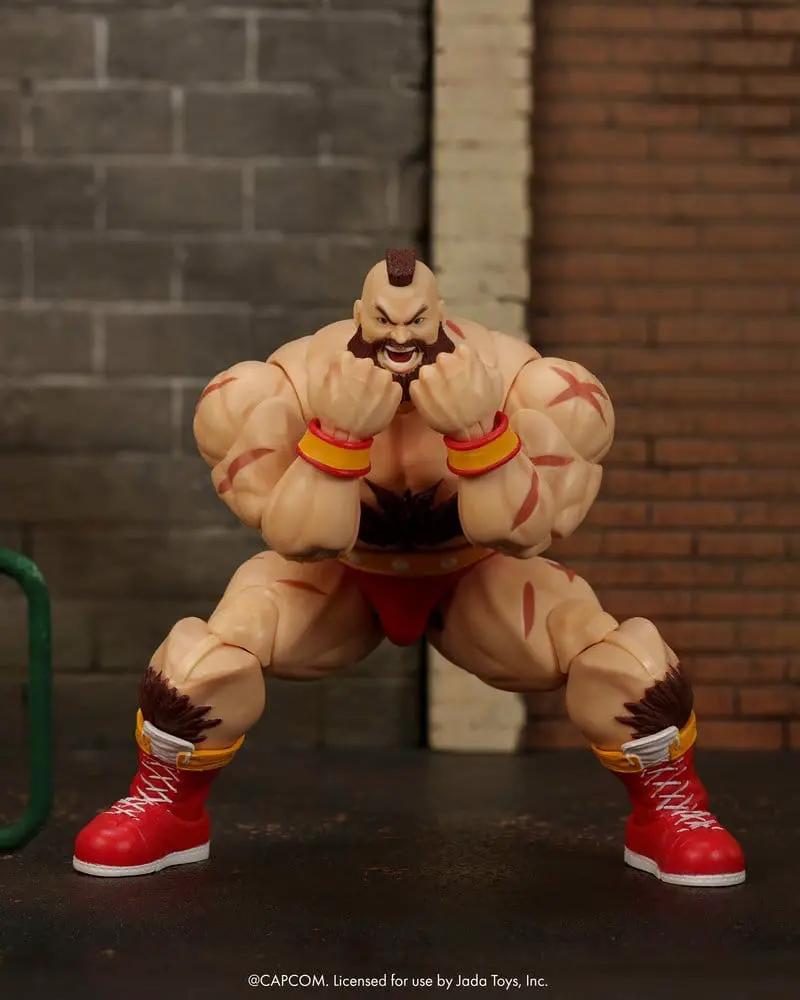 Figura de acción Zangief de 18 cm de Jada Toys, Ultra Street Fighter II, 1/12, en pose de combate.