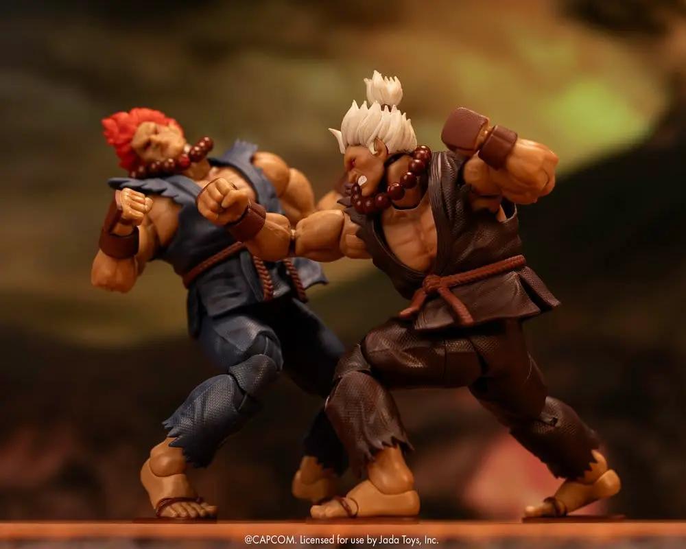 Akuma 1/12 action figures by JADA TOYS; two figures in brown and blue gi engaged in combat.