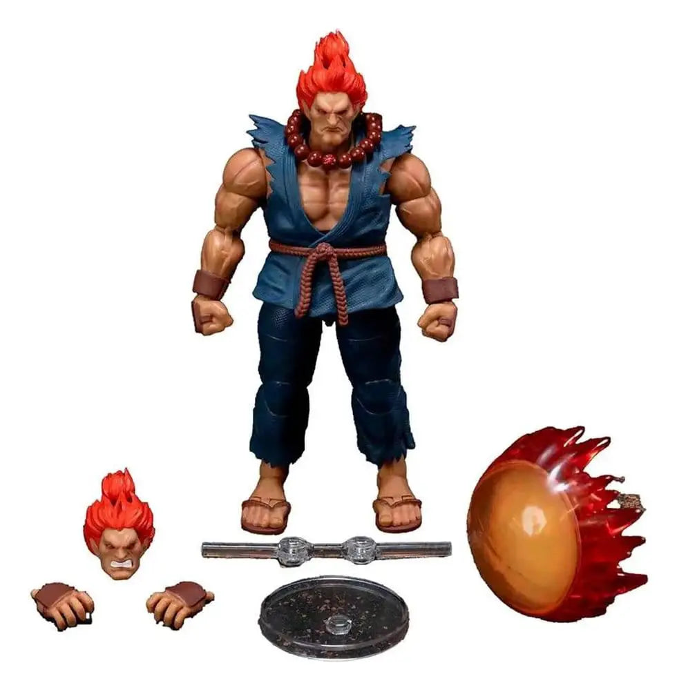 Street Fighter 2 Akuma 1/12 Action Figure by JADA TOYS with extra head, two fists, fireball effect and display stand