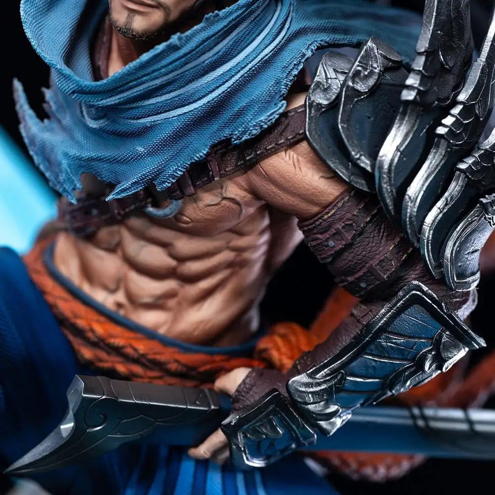 League of Legends Yasuo statue by JIMEI PALACE, 52 cm, armored figure with blue scarf