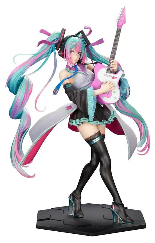 Kotobukiya Hatsune Miku Bishoujo Remix PVC figure, 1/7 scale, 25 cm, playing a pink guitar