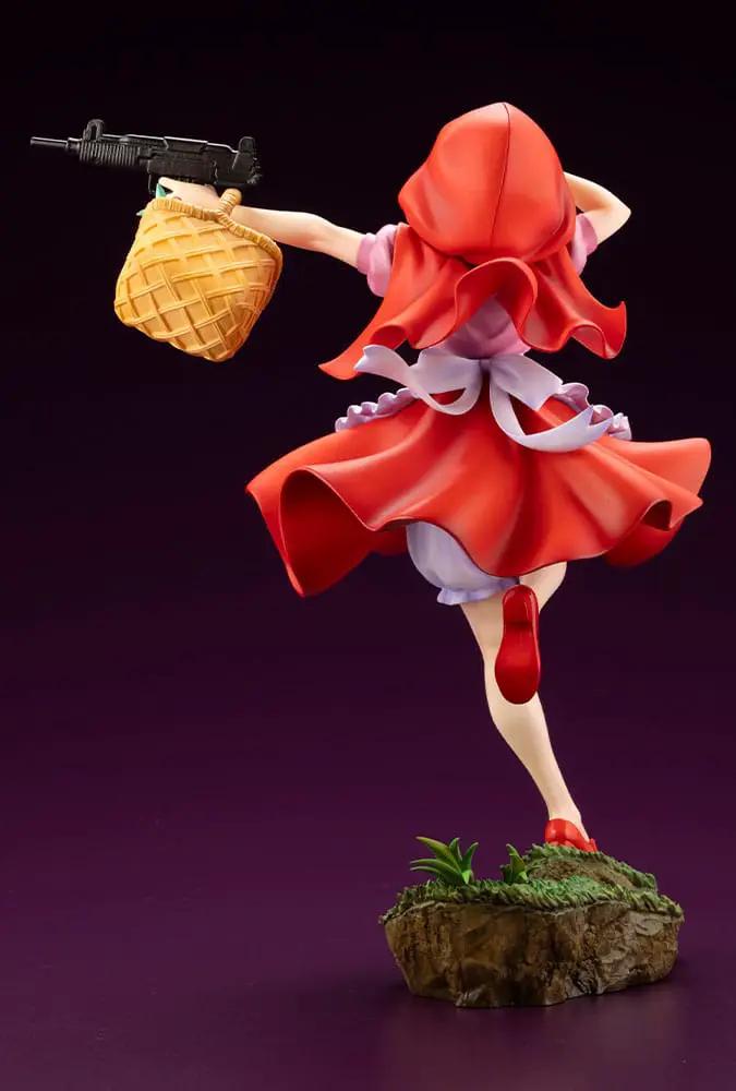 B.B. Hood Bishoujo PVC statue by Kotobukiya, Darkstalkers, 1/7 scale, 21 cm tall, red hooded cloak with basket and gun, on rocky base