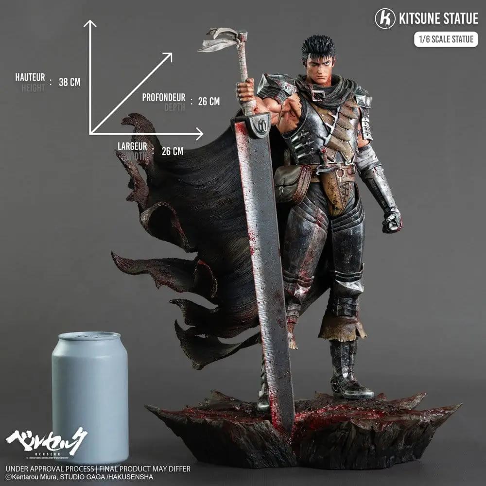 Figura de acción Berserk Guts 1/6 de KITSUNE, estatua de 38 cm con armadura oscura y capa