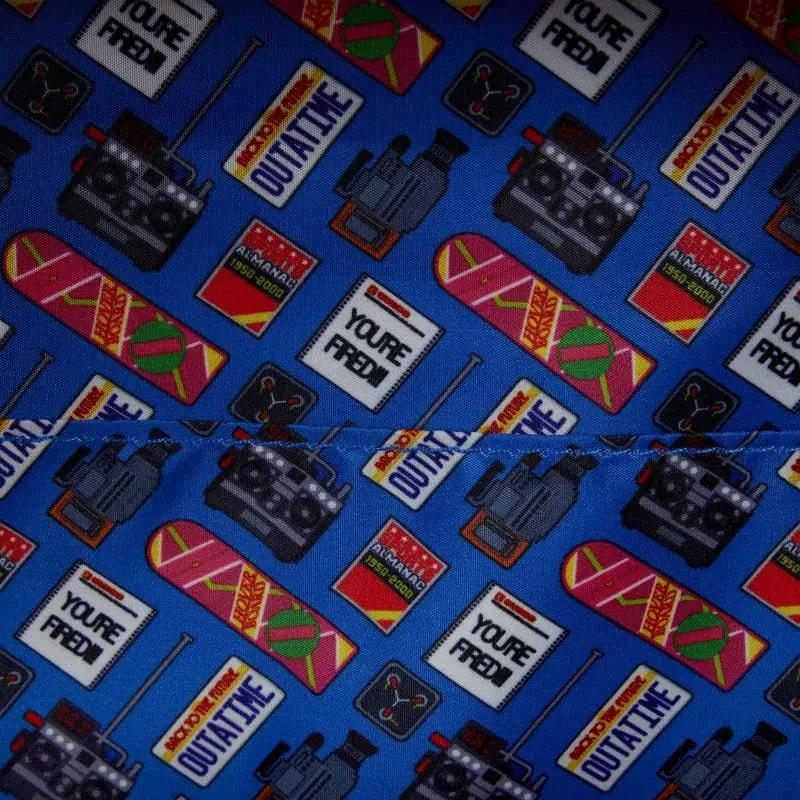Mochila mini Regreso al Futuro de Loungefly, azul con estampado temático Marty McFly