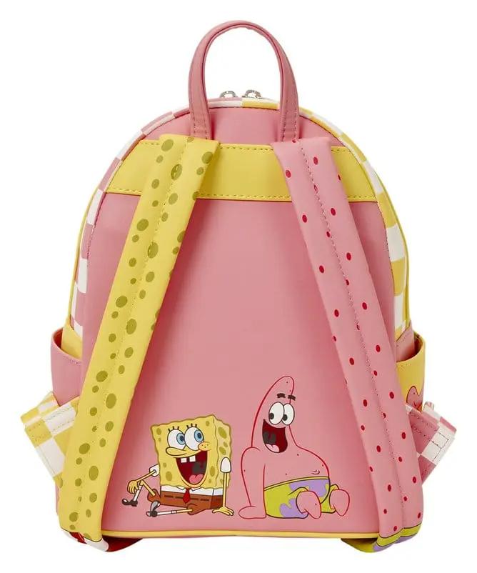 Mochila Bandolera Loungefly de Spongebob y Patrick en rosa con tirantes lunares amarillos y rosados