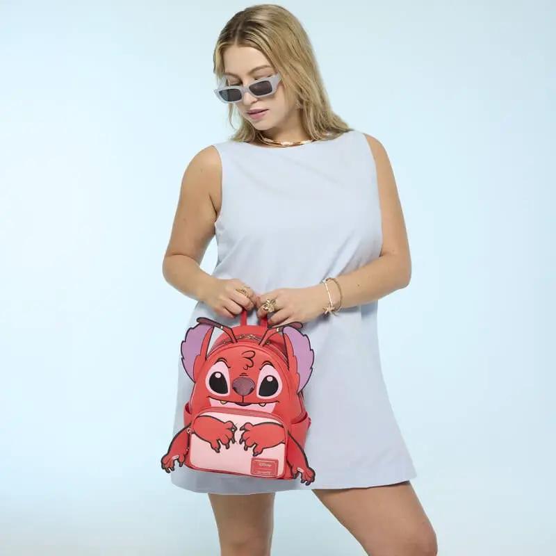 LOUNGEFLY Lilo & Stitch Mochila Micro Stitch Angel & Leroy backpack, pink-red cartoon design