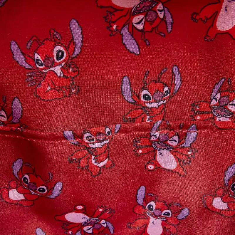 Lilo & Stitch Loungefly mochila Micro Stitch pattern featuring Angel & Leroy on red fabric
