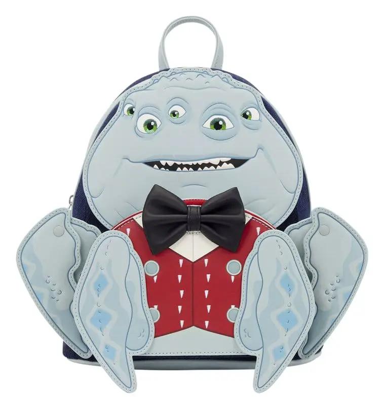 Mochila mini Loungefly Henry J. Waternoose backpack, blue three-eyed monster with red vest and black bow tie