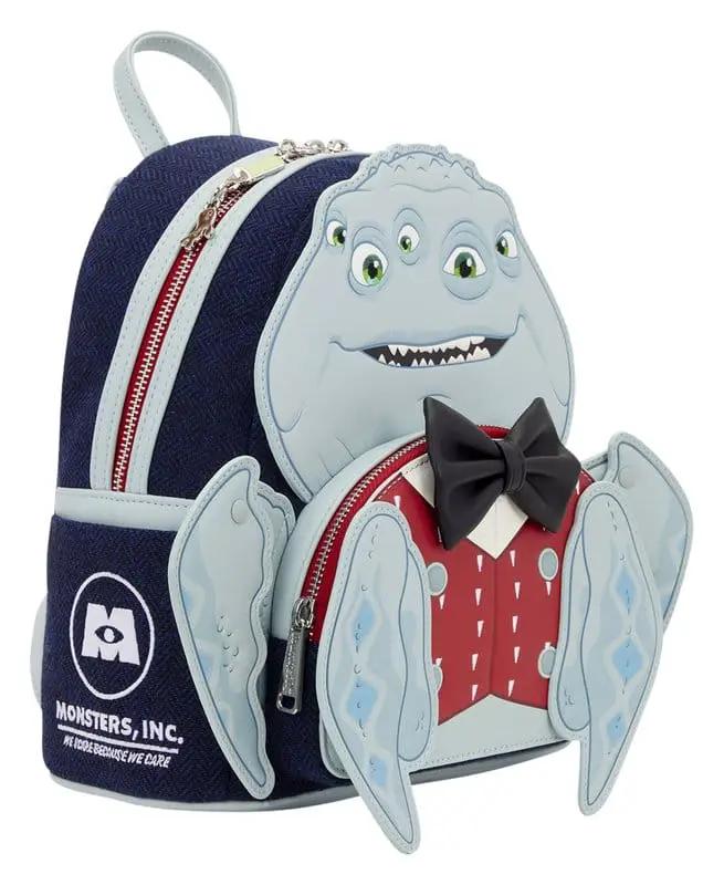 Monstruos S.A. by Loungefly mini backpack featuring Henry J. Waternoose; navy denim with light-blue monster applique