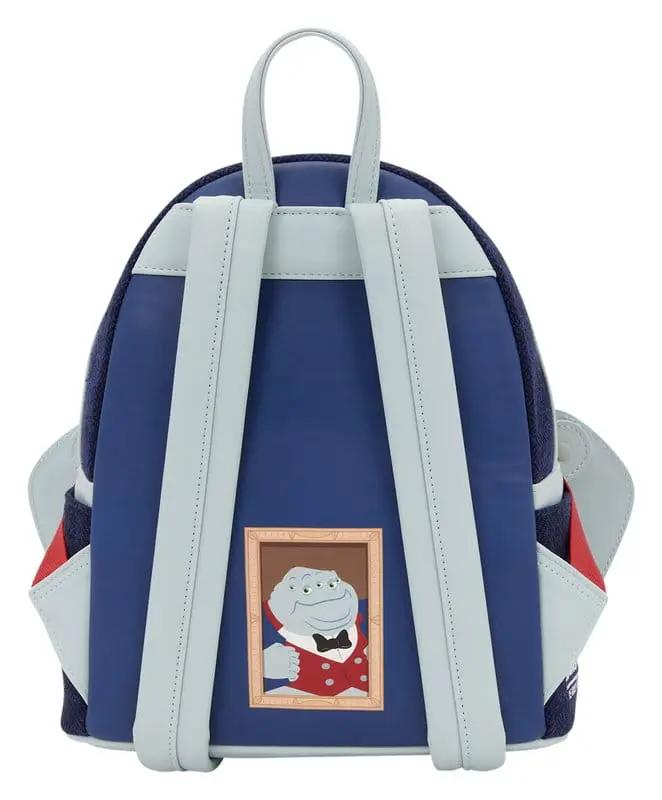Mini Loungefly backpack in blue with light-blue straps and a framed Waternoose patch.