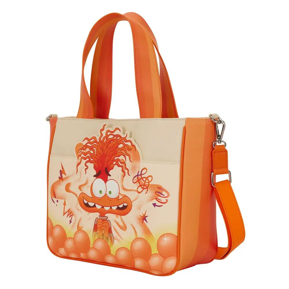 Mochila Loungefly de Inside Out 2 Anxiety en naranja con ilustración de Anger y correa removible