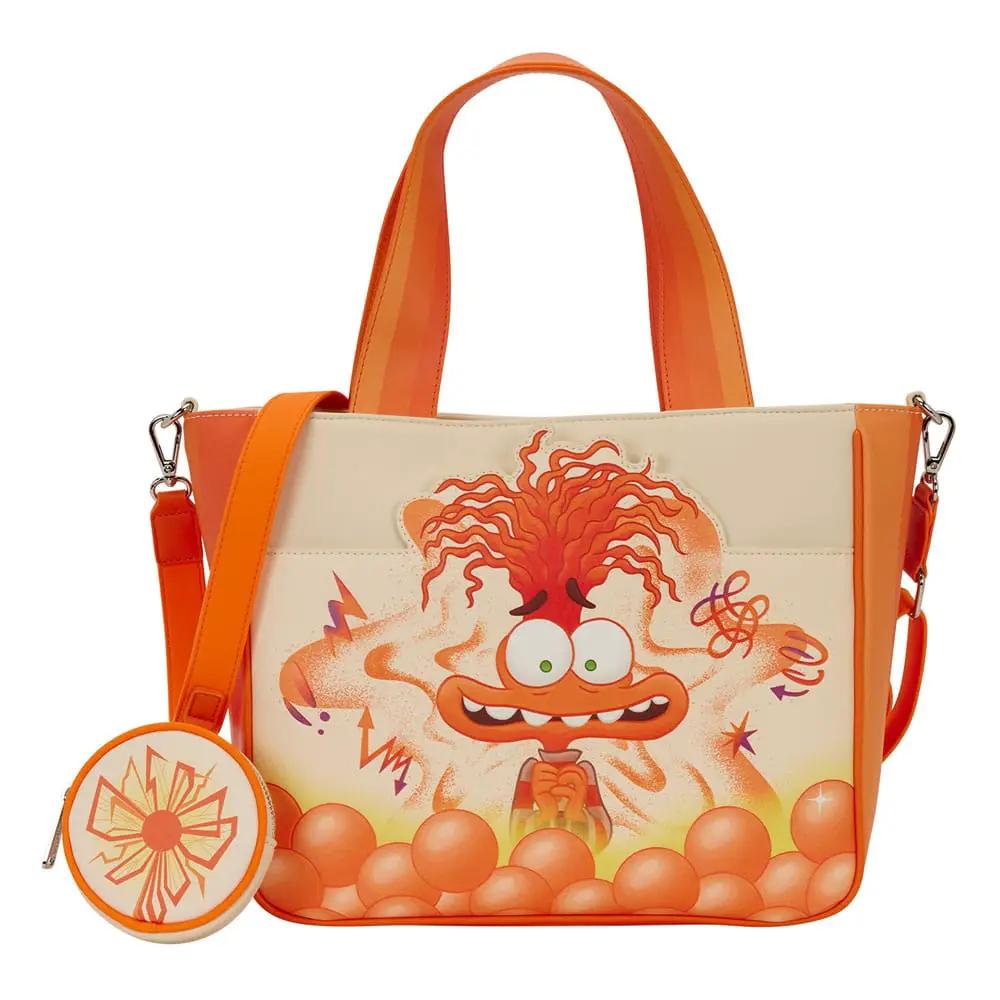 LOUNGEFLY mochila bandolera Disney/Pixar Inside Out 2 Anxiety, naranja con monedero circular a juego