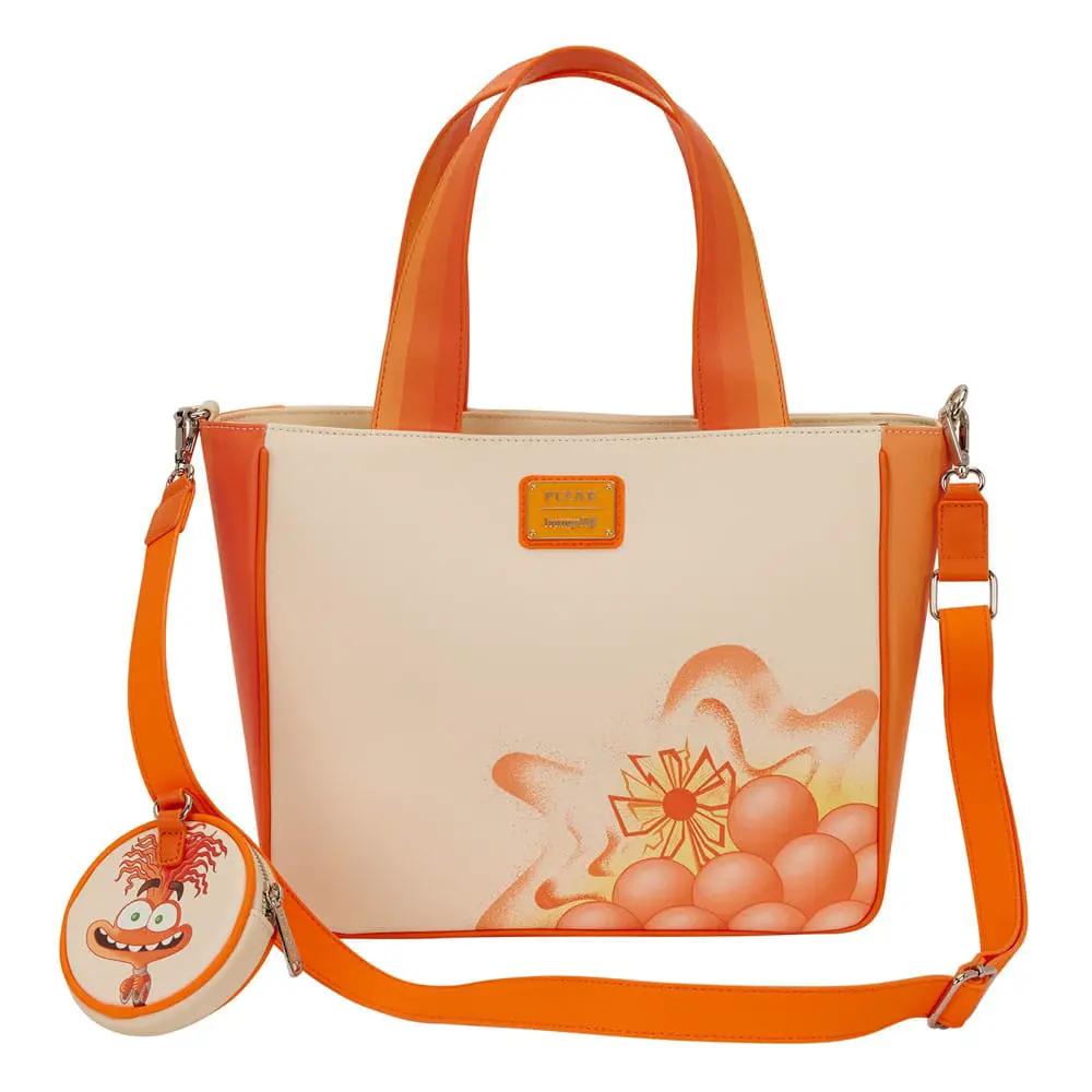 Mochila bandolera Loungefly Disney/Pixar Inside Out Anger, crema con detalles naranja y monedero circular Anger