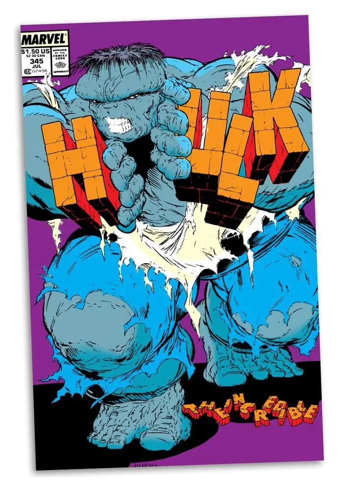 Estatua de Hulk 1/6 en PVC, Marvel; ilustración de cómic con Hulk azul sobre fondo morado