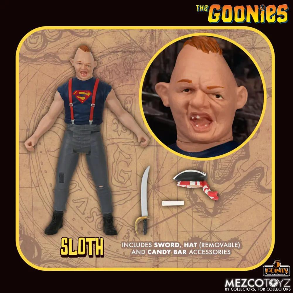Figura de acción Sloth, Los Goonies, 9 cm, MEZCO TOYS; incluye espada, sombrero removible y barra de caramelo