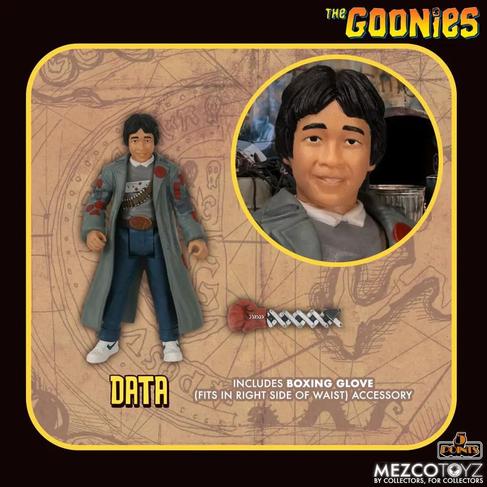 Figura Data de Los Goonies, Mezco Toys, 9 cm, 5 Points, con abrigo gris y guante de boxeo