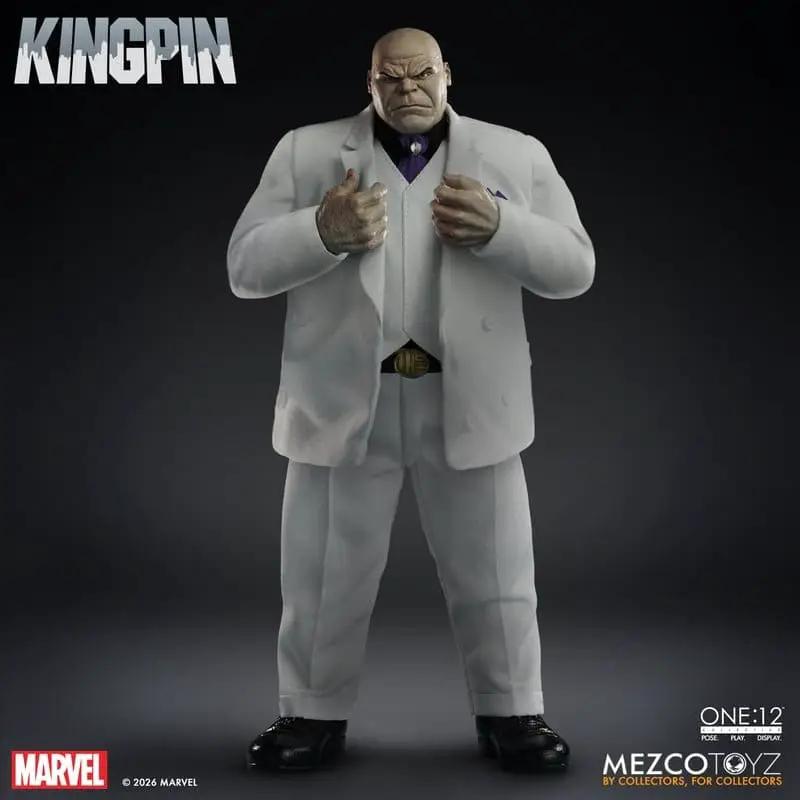 Kingpin action figure 1/12 scale, 18 cm, white suit with purple tie, by Mezco Toys One:12