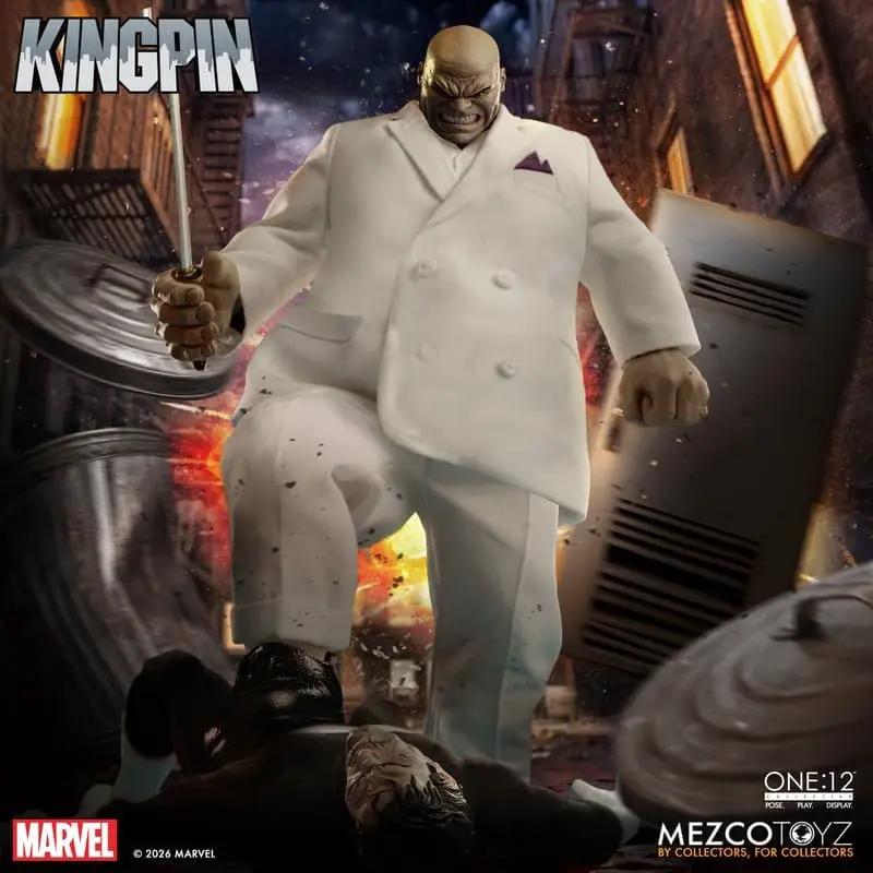 Kingpin action figure, 1/12 scale in white suit by Mezco Toys (Marvel Comics)