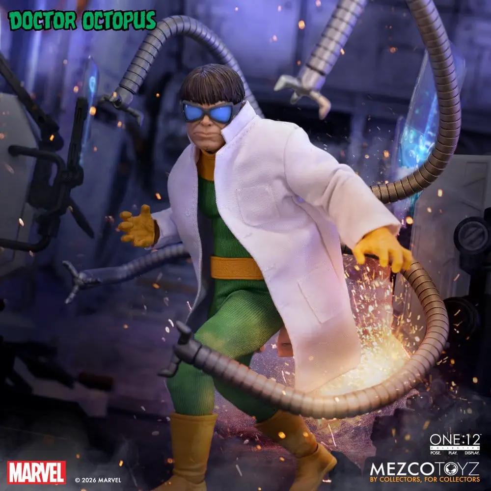 Figura de acción Doctor Octopus One:12 MEZCO TOYS, 16 cm, con tentáculos mecánicos y bata blanca
