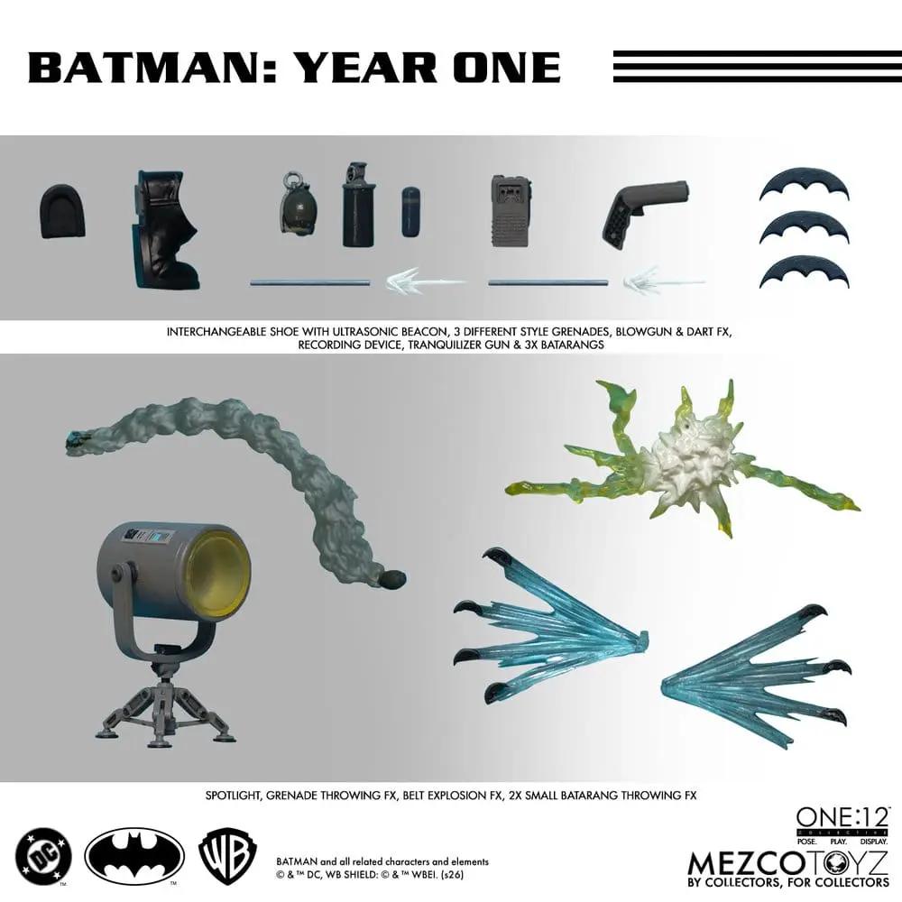 Figura de acción Batman Year One 1/12, MEZCO TOYS, 17 cm, con accesorios y efectos