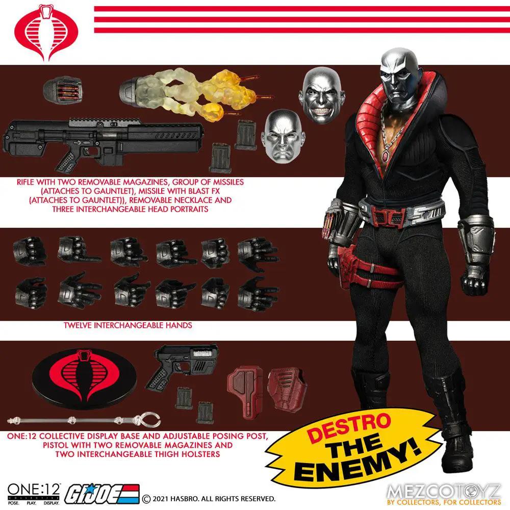 Figura de acción Destro 1/12 de Mezco Toys con luz, 17 cm; incluye doce manos intercambiables y accesorios.