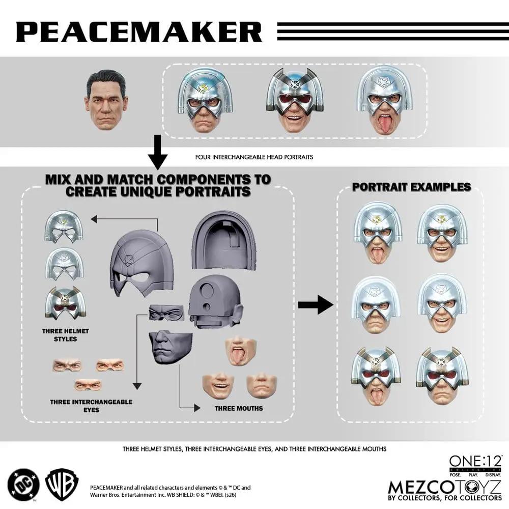 Figura Peacemaker One:12 Collective de Mezco Toys, 17 cm, con 4 cabezas intercambiables