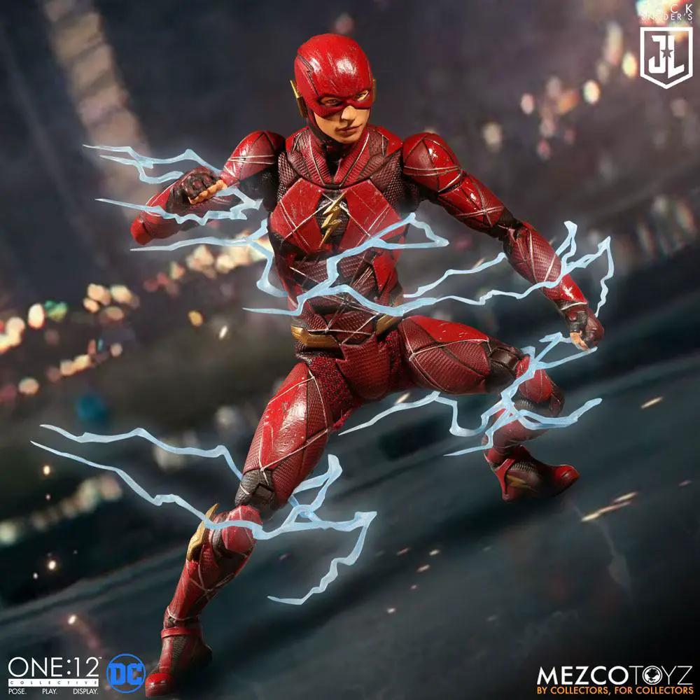 Figura de acción Flash de Zack Snyder's Justice League, 1/12, Mezco Toys, traje rojo con relámpagos azules