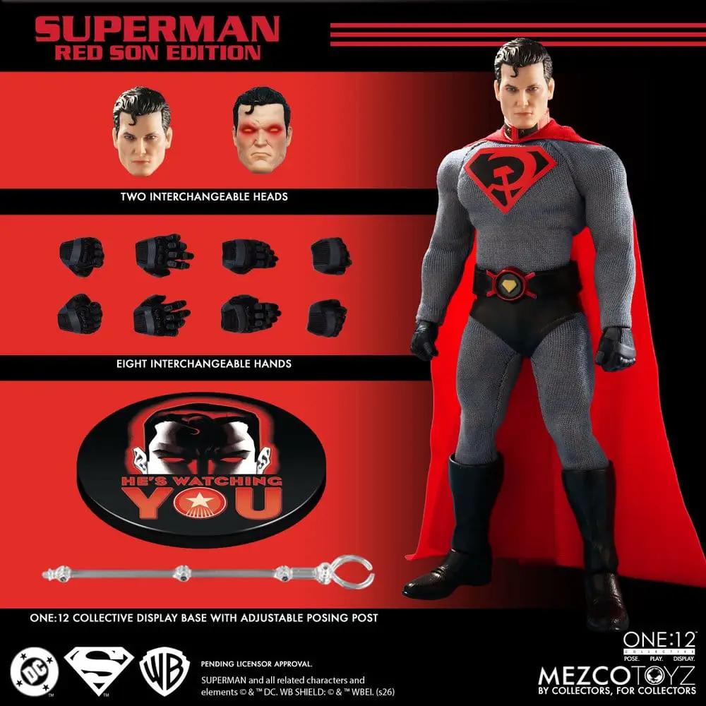 Figura de acción MEZCO TOYS One:12 Collective Superman Red Son, 17 cm, con dos cabezas y ocho manos