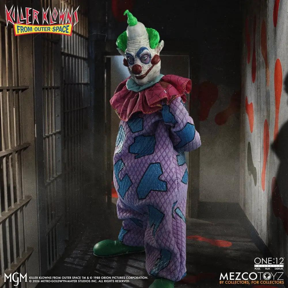 MEZCO TOYS Killer Klowns From Outer Space One:12 Collective action figure, 17 cm, clown in purple patchwork suit