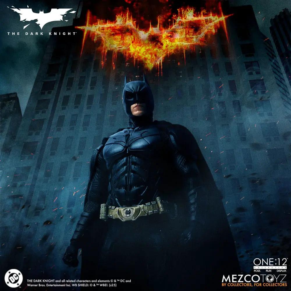Figura de acción Batman 1/12 de MEZCO TOYS, traje negro con cinturón dorado, 17 cm