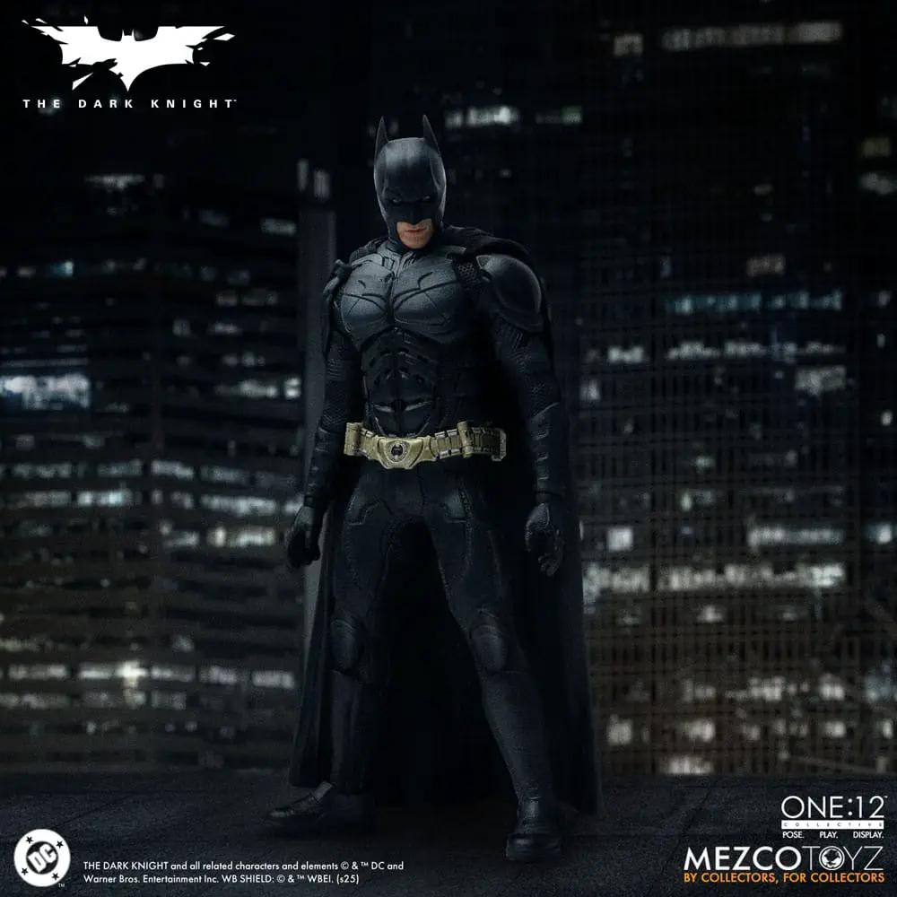 Figura de Batman 1/12, 17 cm, El caballero oscuro, MEZCO TOYS, traje negro con capa